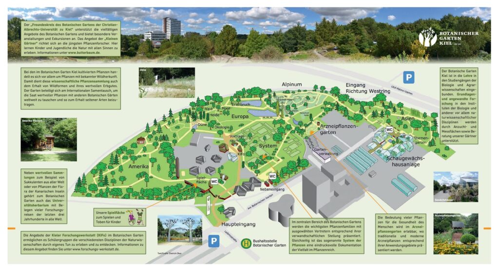 Der Alte Botanische Garten in Kiel mit seinem historischen Aussichtsturm